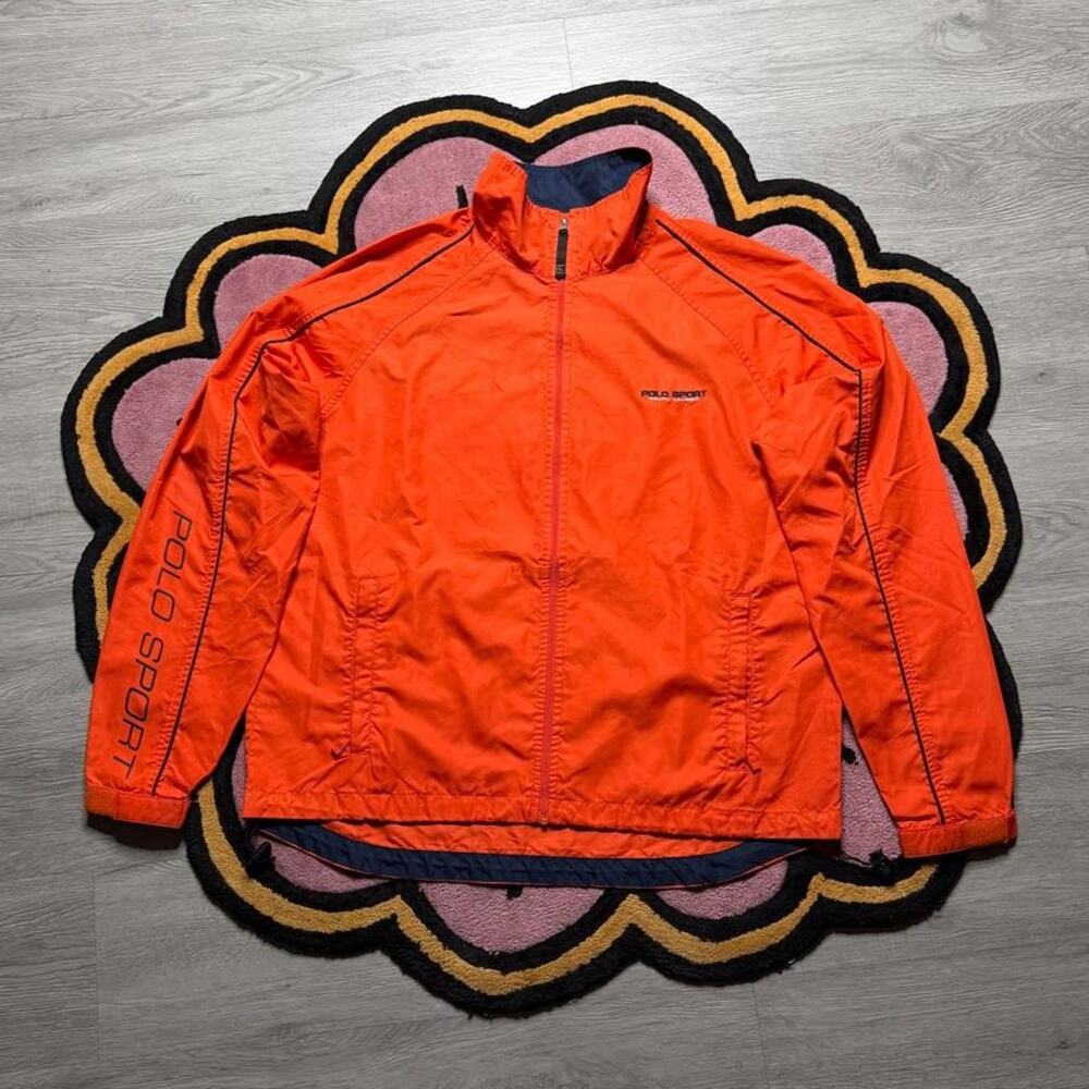Vintage 90’s Ralph Lauren Polo Sport Embroidered Logo Track Jacket Large Orange